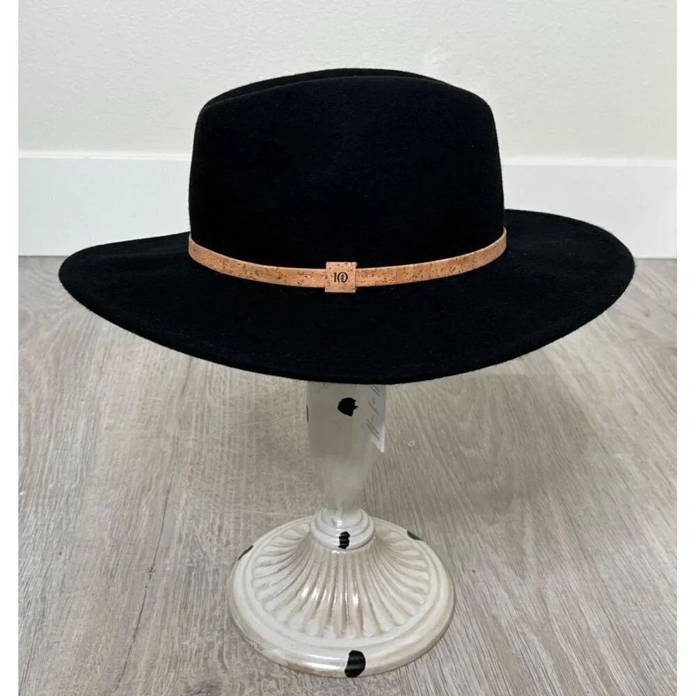 Tentree Recycled Wool Wide Brim Felt Hat NWT Meteorite Black Small